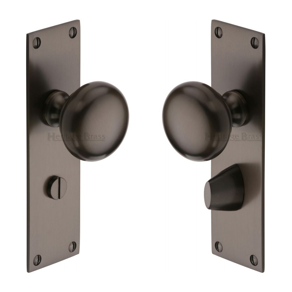 This is an image of a Heritage Brass - Mortice Knob on Bathroom Plate Balmoral Design Matt Bronze Fini, bal8530-mb that is available to order from T.H Wiggans Ironmongery in Kendal.