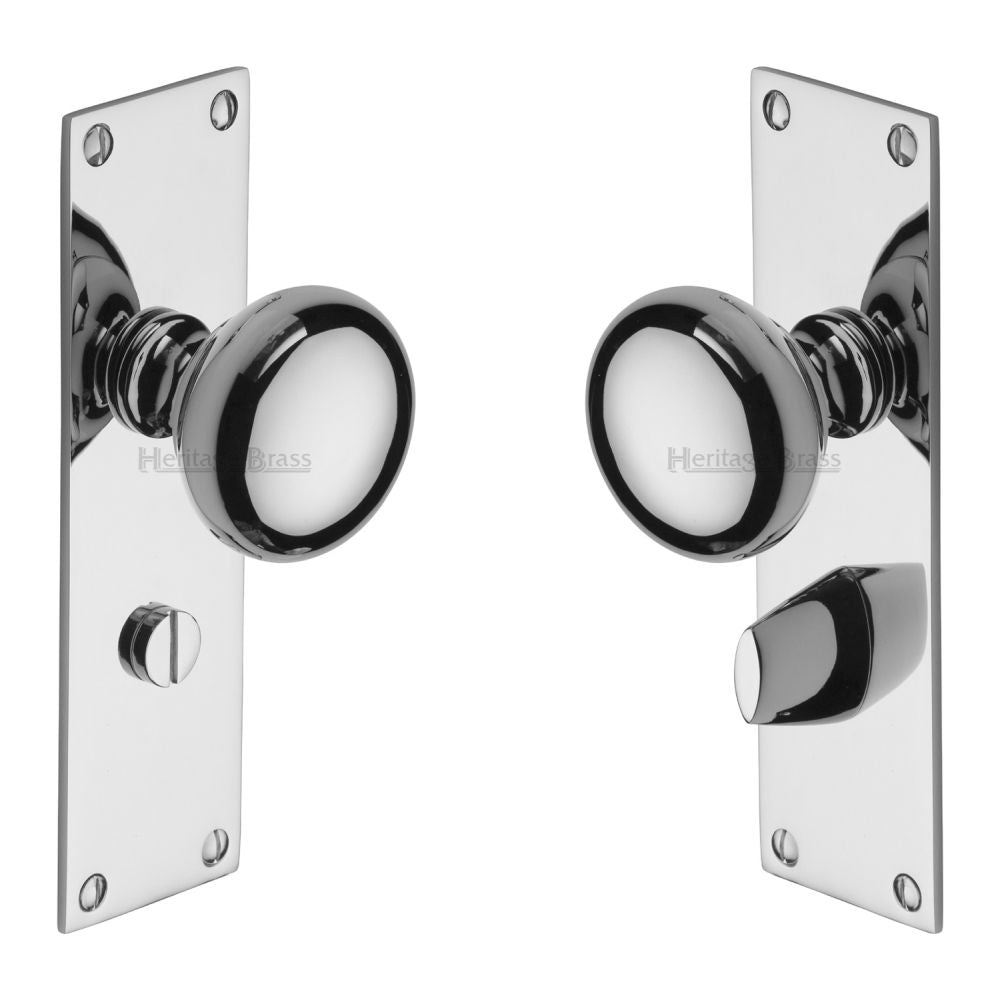 This is an image of a Heritage Brass - Mortice Knob on Bathroom Plate Balmoral Design Polished Chrome Fini, bal8530-pc that is available to order from T.H Wiggans Ironmongery in Kendal.
