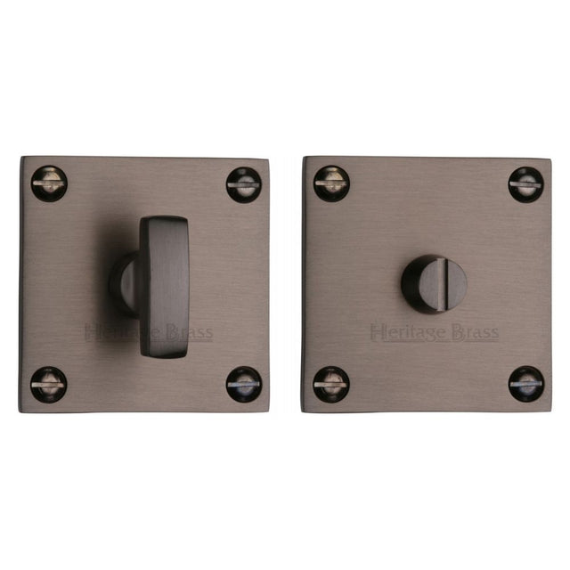 This is an image of a Heritage Brass - Square Low profile Thumbturn & Emergency Release Matt Bronze Fi, bau1555-mb that is available to order from T.H Wiggans Ironmongery in Kendal.