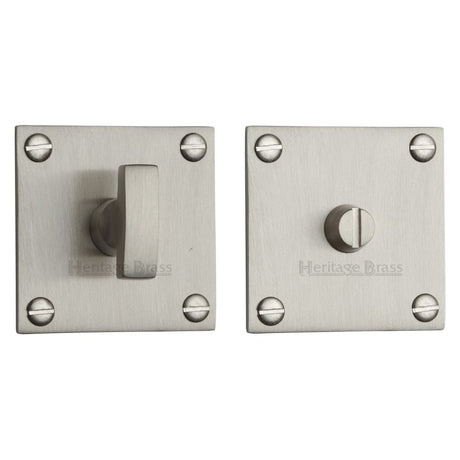 This is an image of a Heritage Brass - Square Low profile Thumbturn & Emergency Release Satin Nickel Fi, bau1555-sn that is available to order from T.H Wiggans Ironmongery in Kendal.