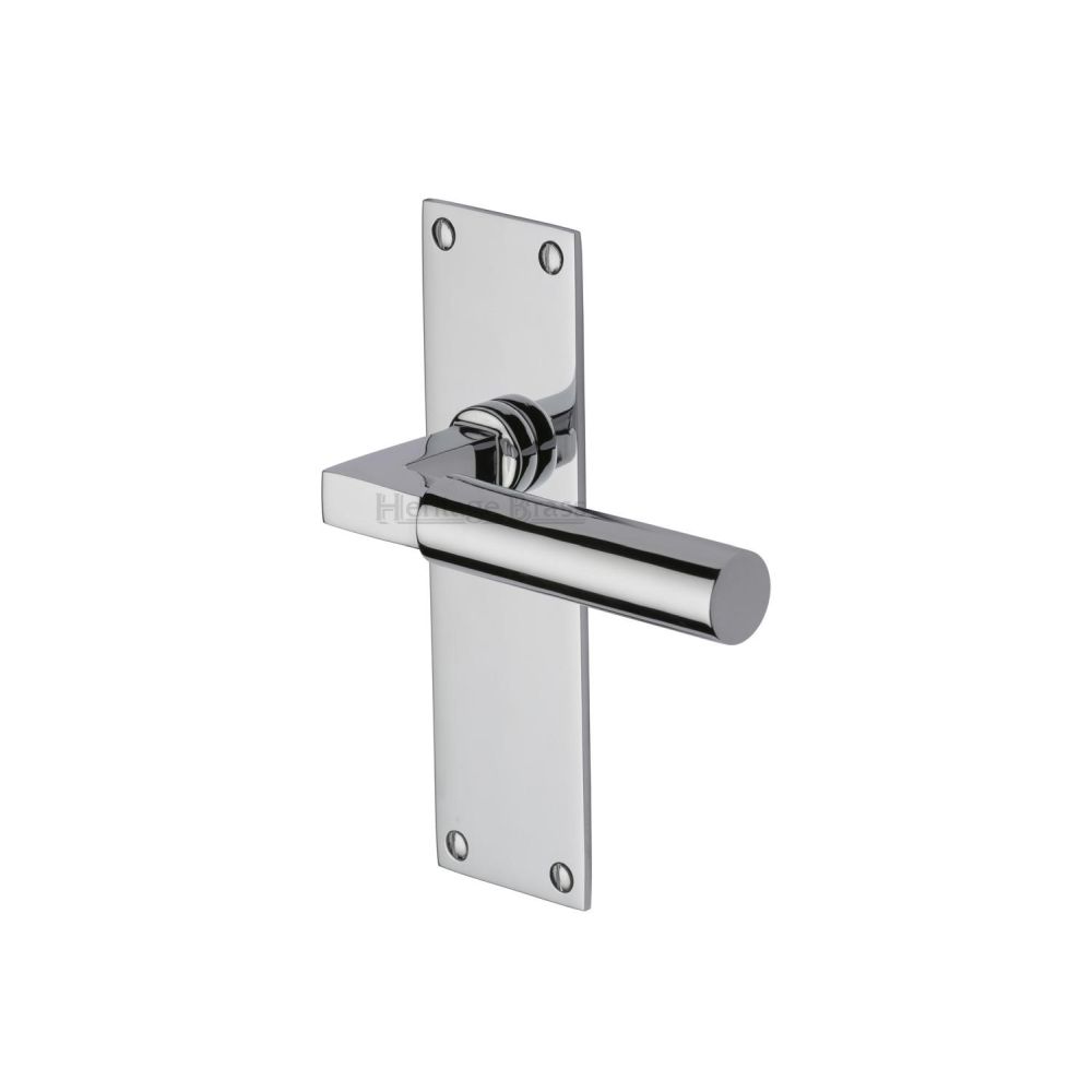 This is an image of a Heritage Brass - Door Handle Lever Latch Bauhaus Design Polished Chrome Finish, bau7310-pc that is available to order from T.H Wiggans Ironmongery in Kendal.