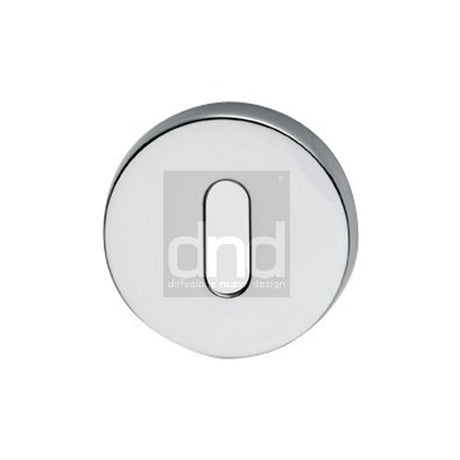 This is an image of a DND - 52mm Round Euro Profile Escutcheon - Polished Chrome, bd03e-pc that is available to order from T.H Wiggans Ironmongery in Kendal.