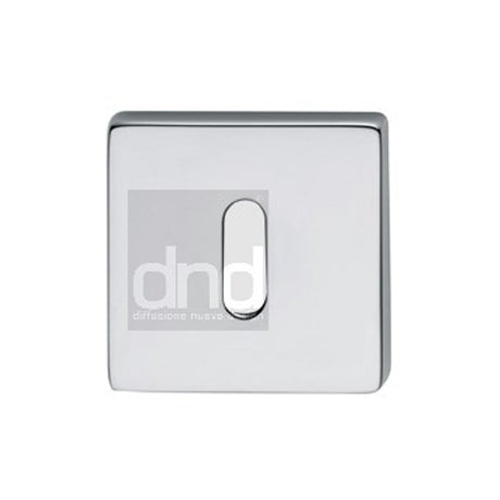This is an image of a DND - Square Escutcheon Keyhole Polished Chrome, bd04k-pc that is available to order from T.H Wiggans Ironmongery in Kendal.
