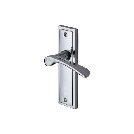 This is an image of a Sorrento - Door Handle Lever Latch Boston Design Polished Chrome Fi, bos1010-pc that is available to order from T.H Wiggans Ironmongery in Kendal.