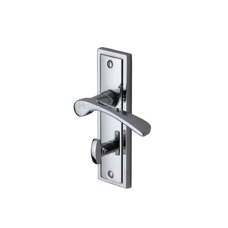 This is an image of a Sorrento - Door Handle for Bathroom Boston Design Polished Chrome F, bos1030-pc that is available to order from T.H Wiggans Ironmongery in Kendal.