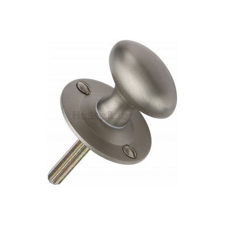 This is an image of a Heritage Brass - Oval Thumbturn w/o Bolt Satin Nickel Finish, bt5-sn that is available to order from T.H Wiggans Ironmongery in Kendal.