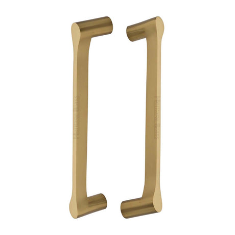 This is an image of a Heritage Brass - Back to Back Door Pull Handle Gio Design 332mm Satin Brass Finish, btb1238-332-sb that is available to order from T.H Wiggans Ironmongery in Kendal.