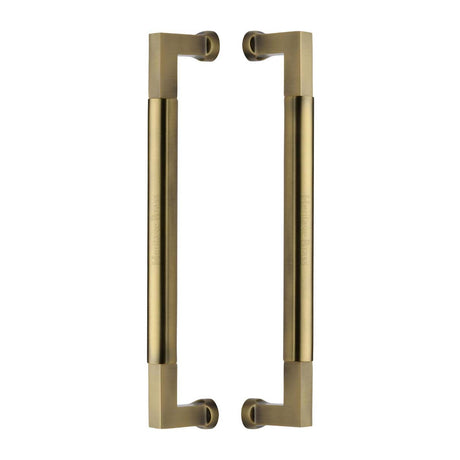This is an image of a Heritage Brass - Door Pull Handle Bauhaus Design 330mm Antique Brass Finish, btb1312-330-at that is available to order from T.H Wiggans Ironmongery in Kendal.