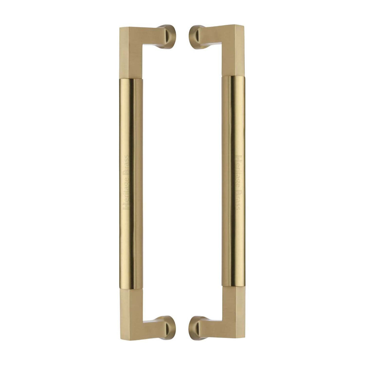 This is an image of a Heritage Brass - Door Pull Handle Bauhaus Design 330mm Satin Brass Finish, btb1312-330-sb that is available to order from T.H Wiggans Ironmongery in Kendal.
