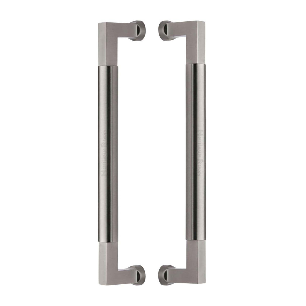 This is an image of a Heritage Brass - Door Pull Handle Bauhaus Design 330mm Satin Nickel Finish, btb1312-330-sn that is available to order from T.H Wiggans Ironmongery in Kendal.