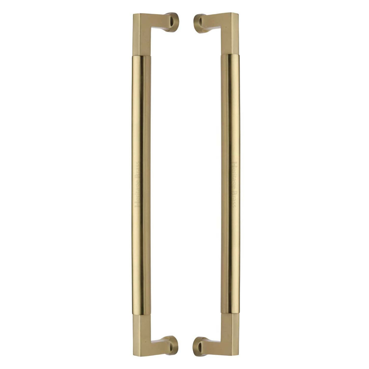 This is an image of a Heritage Brass - Door Pull Handle Bauhaus Design 483mm Satin Brass Finish, btb1312-483-sb that is available to order from T.H Wiggans Ironmongery in Kendal.