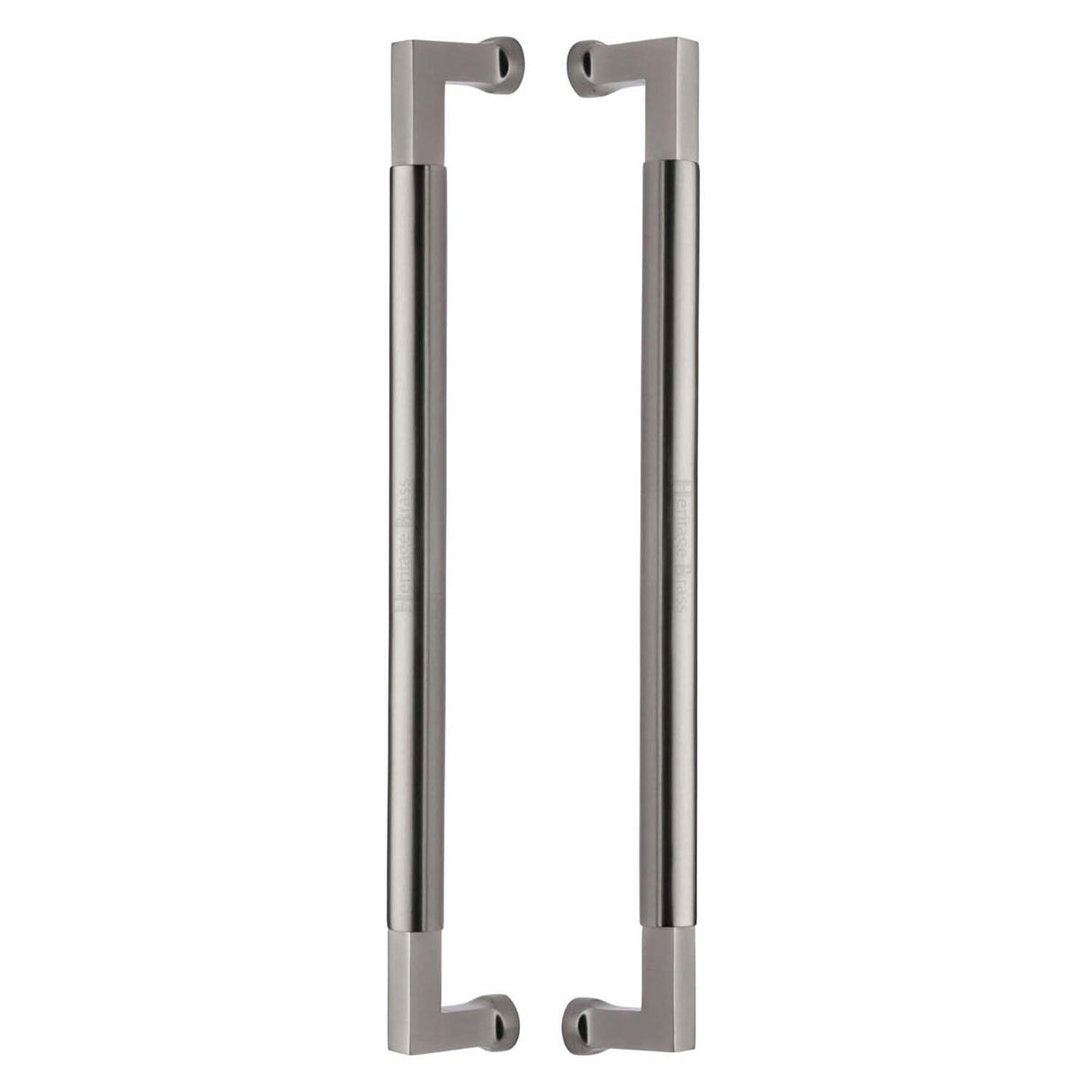 This is an image of a Heritage Brass - Door Pull Handle Bauhaus Design 483mm Satin Nickel Finish, btb1312-483-sn that is available to order from T.H Wiggans Ironmongery in Kendal.