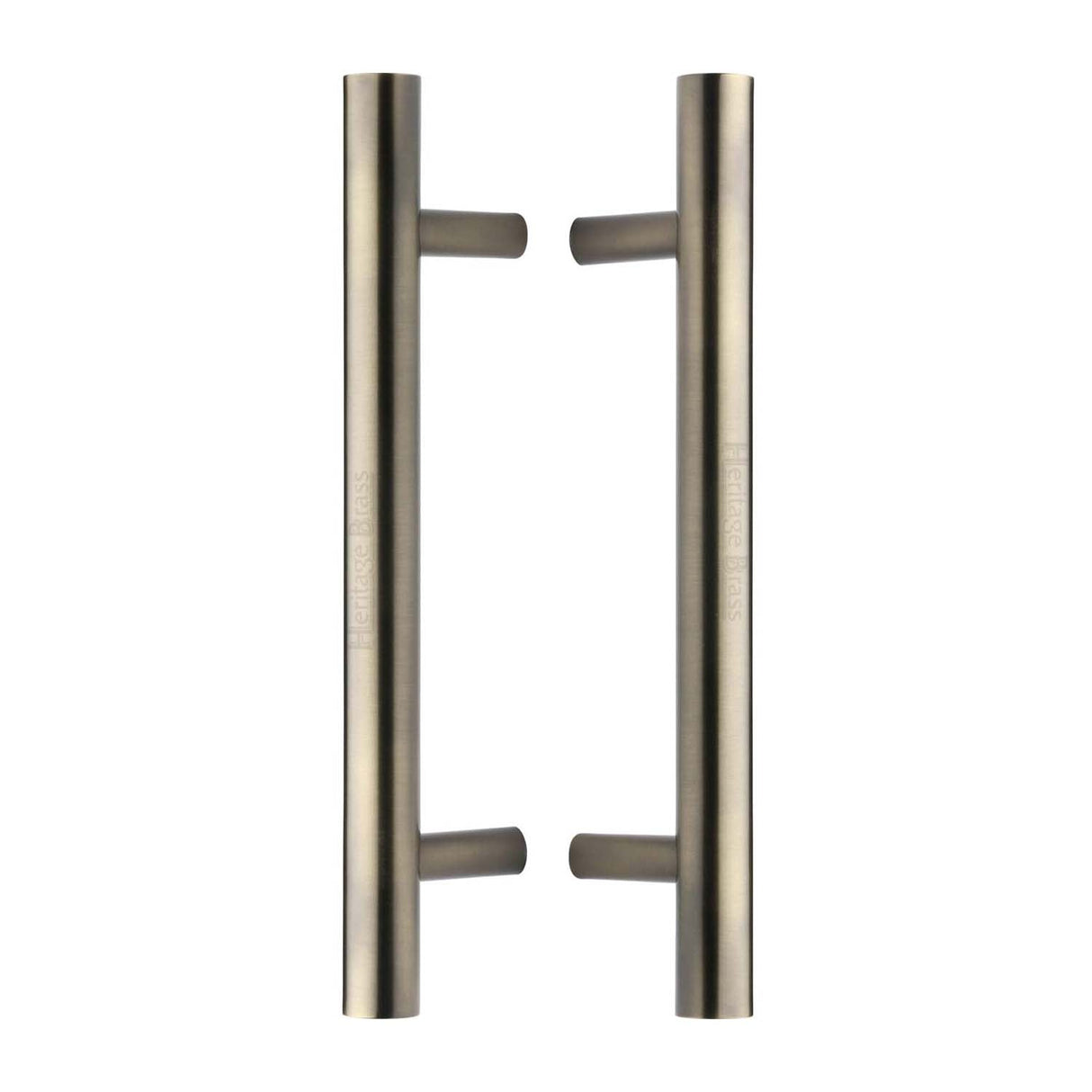 This is an image of a Heritage Brass - Back to Back Door Pull Handle Bar Design 305mm Antique Brass Finish, btb1361-305-at that is available to order from T.H Wiggans Ironmongery in Kendal.
