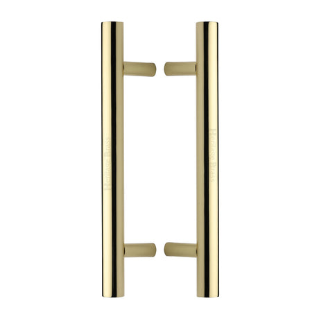 This is an image of a Heritage Brass - Back to Back Door Pull Handle Bar Design 305mm Polished Brass Finish, btb1361-305-pb that is available to order from T.H Wiggans Ironmongery in Kendal.