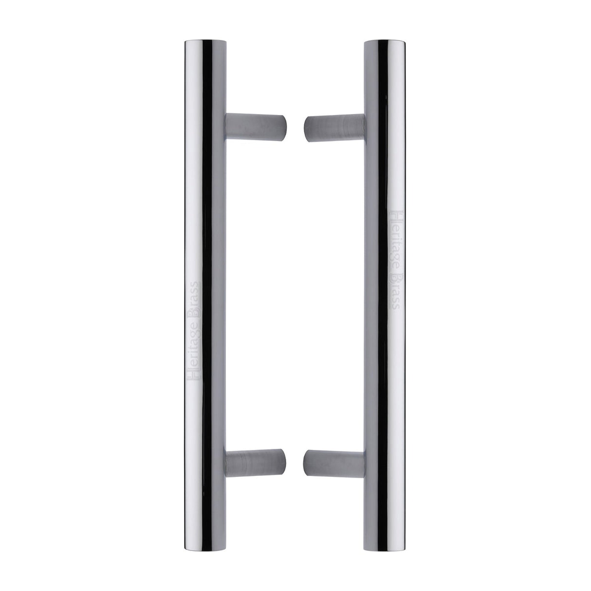 This is an image of a Heritage Brass - Back to Back Door Pull Handle Bar Design 305mm Polished Chrome Finish, btb1361-305-pc that is available to order from T.H Wiggans Ironmongery in Kendal.