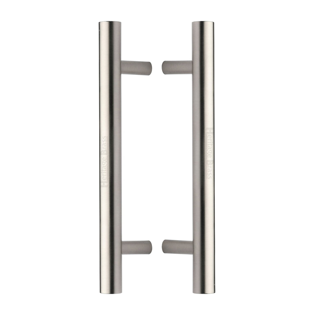 This is an image of a Heritage Brass - Back to Back Door Pull Handle Bar Design 305mm Satin Nickel Finish, btb1361-305-sn that is available to order from T.H Wiggans Ironmongery in Kendal.
