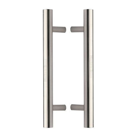 This is an image of a Heritage Brass - Back to Back Door Pull Handle Bar Design 305mm Satin Nickel Finish, btb1361-305-sn that is available to order from T.H Wiggans Ironmongery in Kendal.