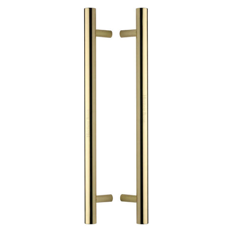 This is an image of a Heritage Brass - Back to Back Door Pull Handle Bar Design 457mm Polished Brass Finish, btb1361-457-pb that is available to order from T.H Wiggans Ironmongery in Kendal.