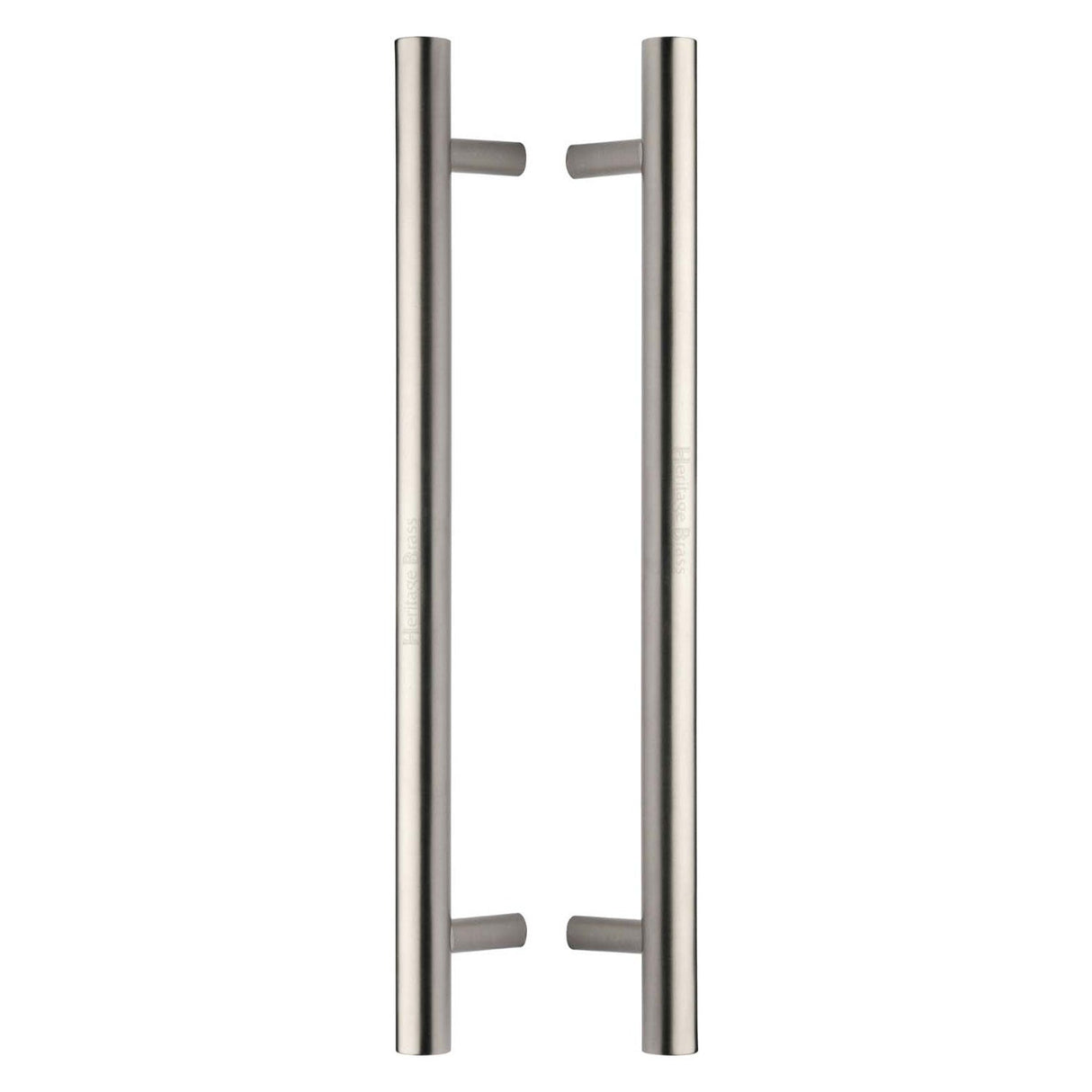 This is an image of a Heritage Brass - Back to Back Door Pull Handle Bar Design 457mm Satin Nickel Finish, btb1361-457-sn that is available to order from T.H Wiggans Ironmongery in Kendal.