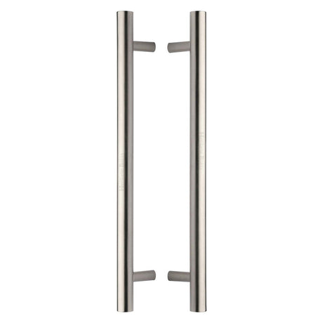 This is an image of a Heritage Brass - Back to Back Door Pull Handle Bar Design 457mm Satin Nickel Finish, btb1361-457-sn that is available to order from T.H Wiggans Ironmongery in Kendal.
