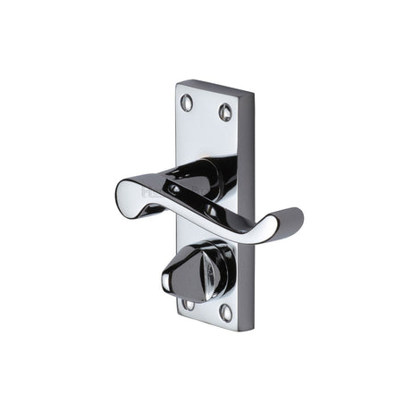 This is an image of a Heritage Brass - Door Handle for Privacy Set Builders' Range Polished Chrome finish, bui425-pc that is available to order from T.H Wiggans Ironmongery in Kendal.