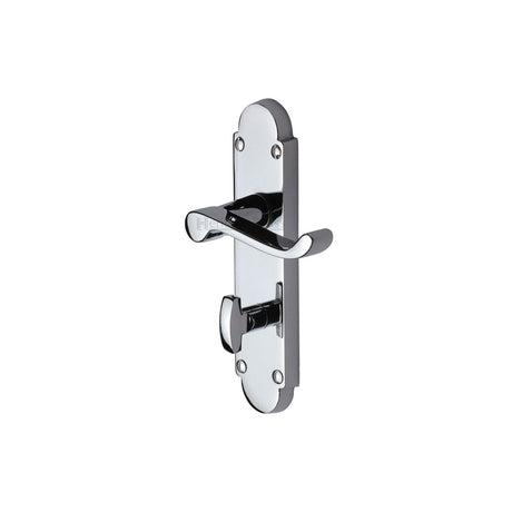 This is an image of a Heritage Brass - Door Handle for Bathroom Builders' Range Polished Chrome finish, bui520-pc that is available to order from T.H Wiggans Ironmongery in Kendal.