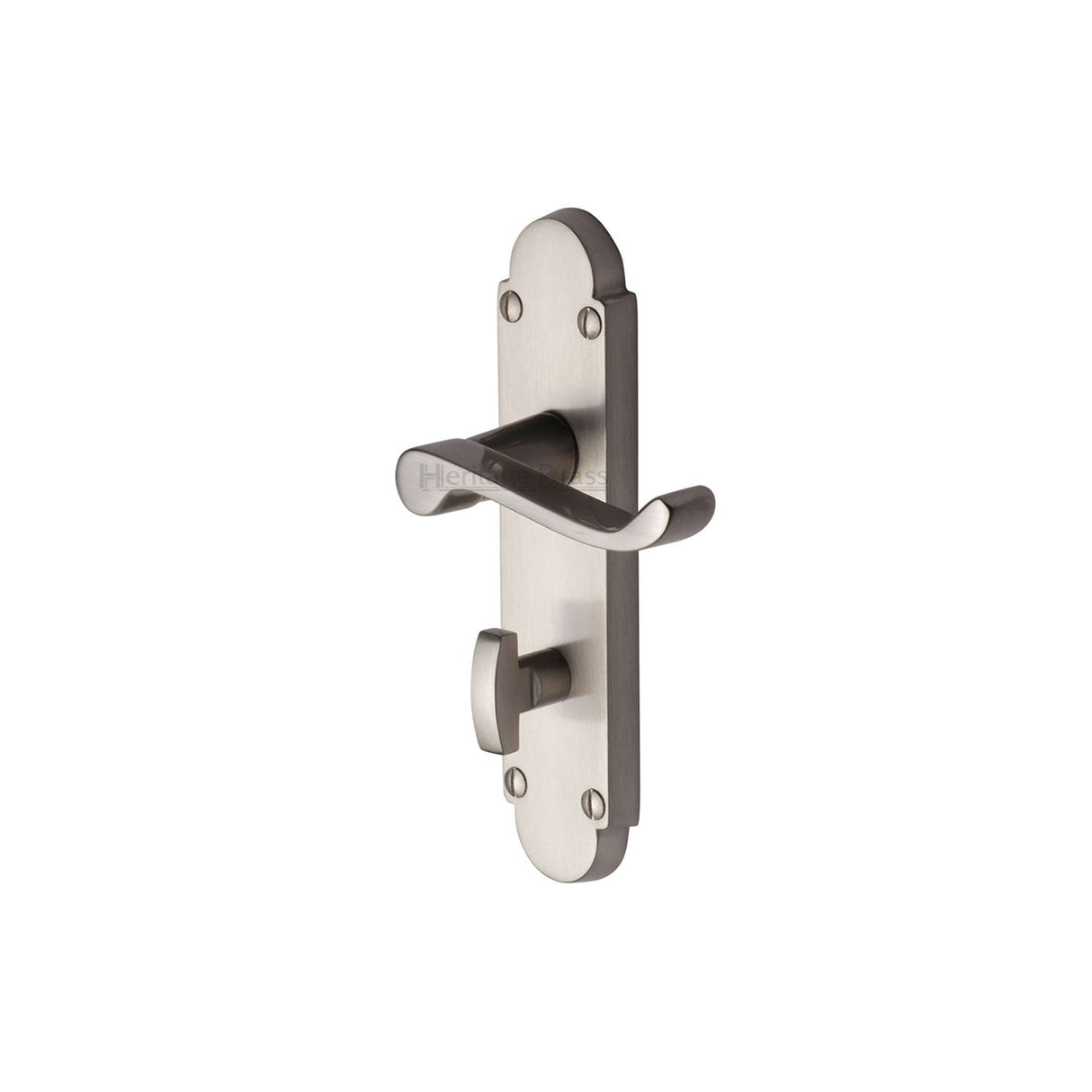 This is an image of a Heritage Brass - Door Handle for Bathroom Builders' Range Satin Nickel finish, bui520-sn that is available to order from T.H Wiggans Ironmongery in Kendal.