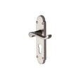 This is an image of a Heritage Brass - Door Handle for Euro Profile Plate Builders' Range Satin Nickel finish, bui548-sn that is available to order from T.H Wiggans Ironmongery in Kendal.