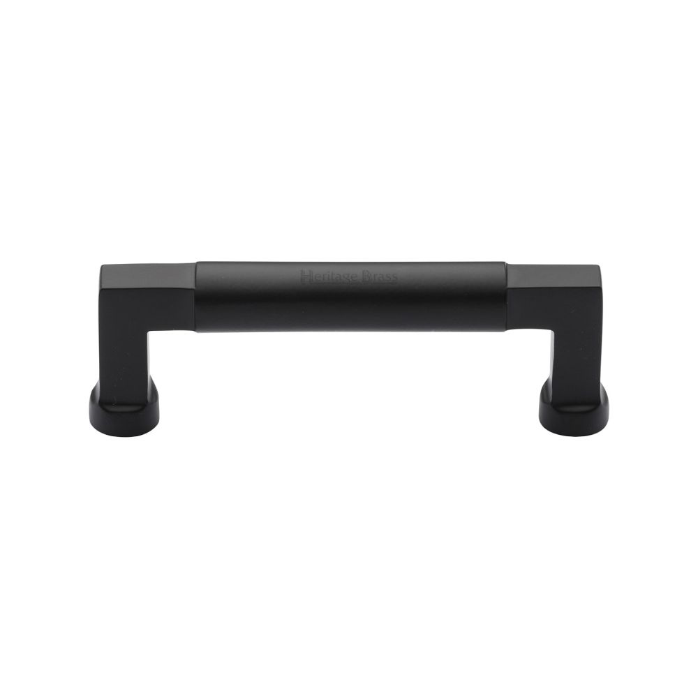 This is an image of a Heritage Brass - Cabinet Pull Bauhaus Design 101mm CTC Matt Black Finish, c0312-101-bkmt that is available to order from T.H Wiggans Ironmongery in Kendal.