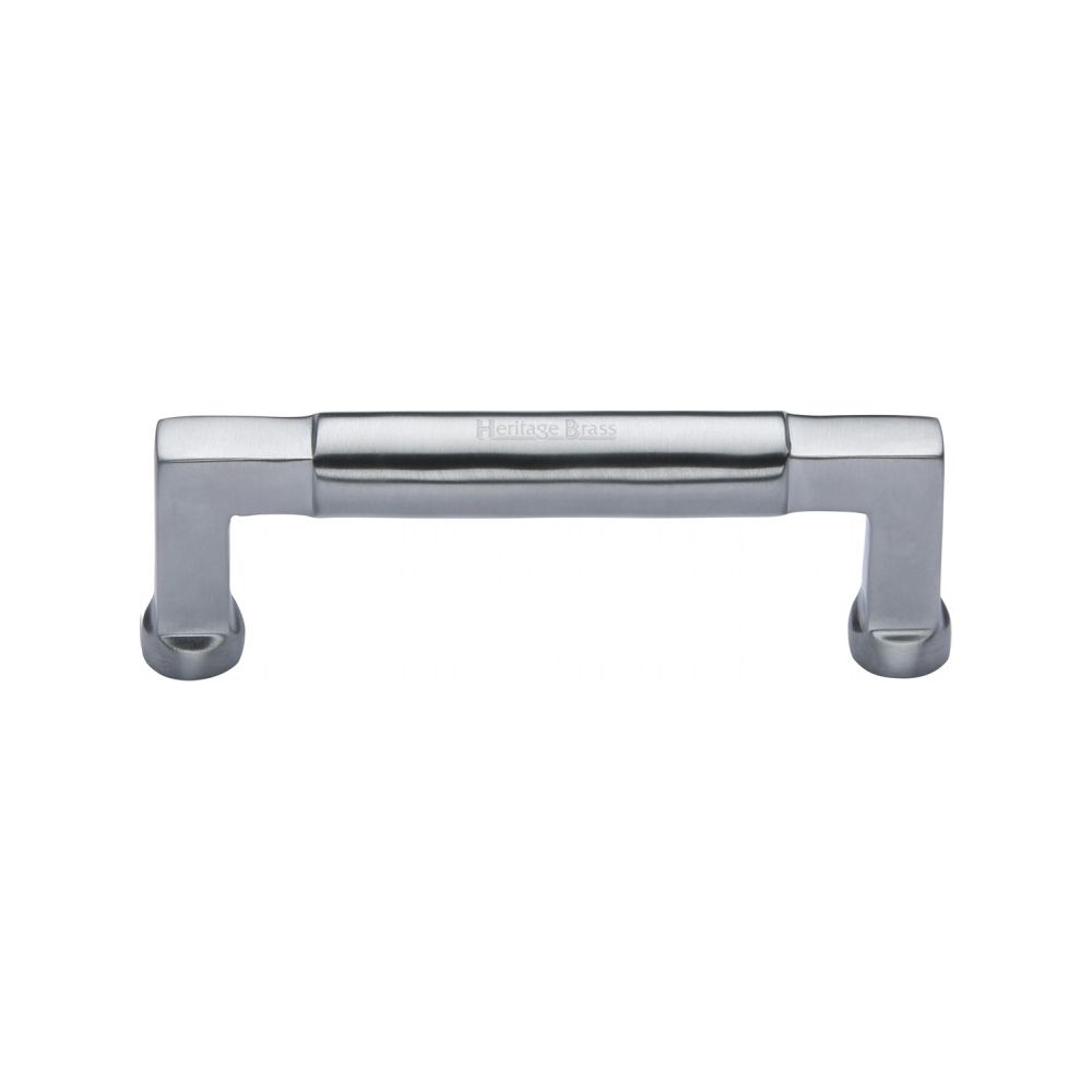 This is an image of a Heritage Brass - Cabinet Pull Bauhaus Design 101mm CTC Satin Chrome Finish, c0312-101-sc that is available to order from T.H Wiggans Ironmongery in Kendal.