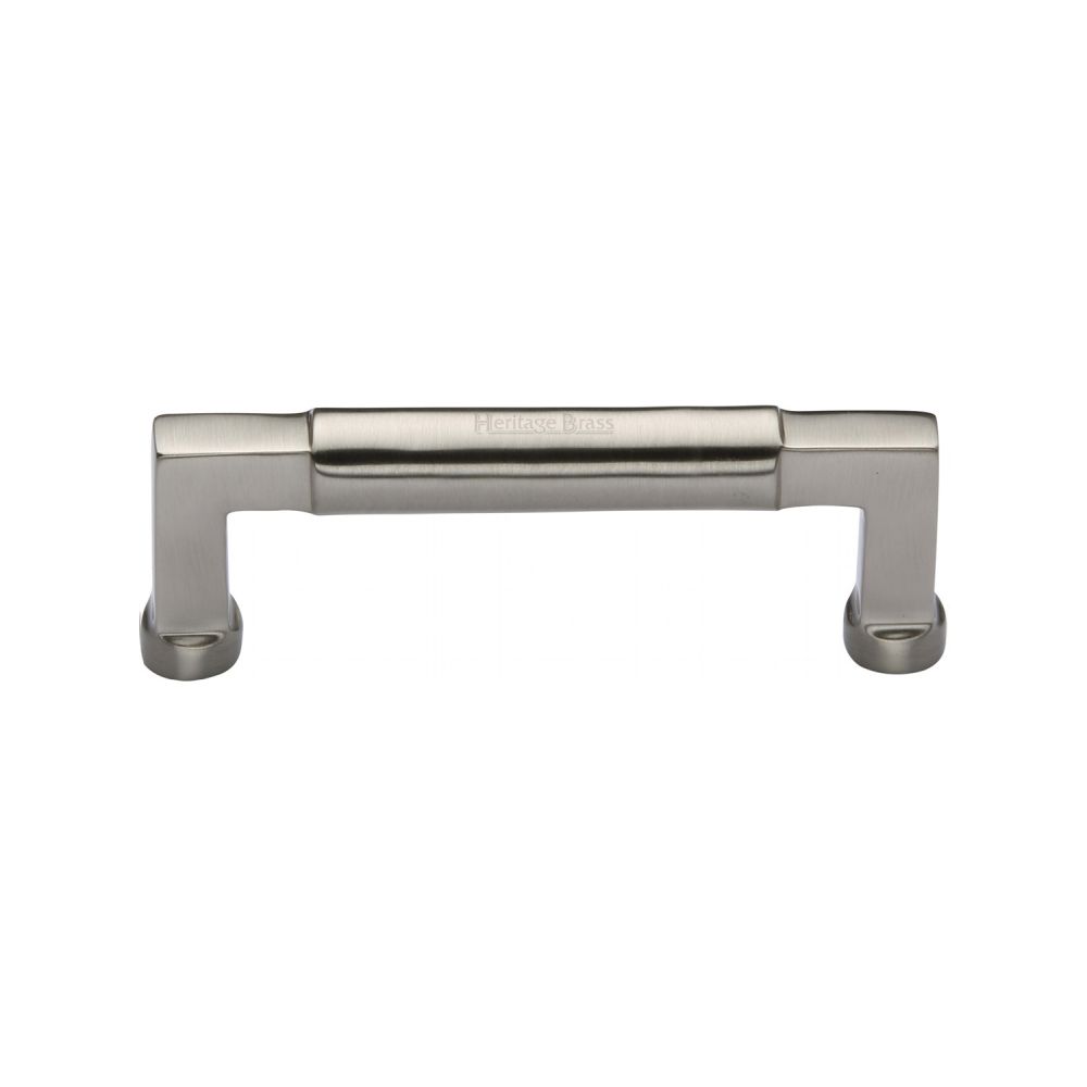 This is an image of a Heritage Brass - Cabinet Pull Bauhaus Design 101mm CTC Satin Nickel Finish, c0312-101-sn that is available to order from T.H Wiggans Ironmongery in Kendal.