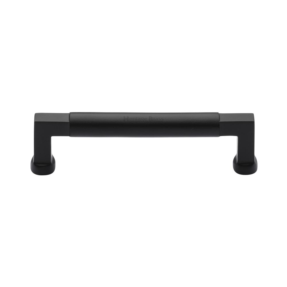 This is an image of a Heritage Brass - Cabinet Pull Bauhaus Design 128mm CTC Matt Black Finish, c0312-128-bkmt that is available to order from T.H Wiggans Ironmongery in Kendal.
