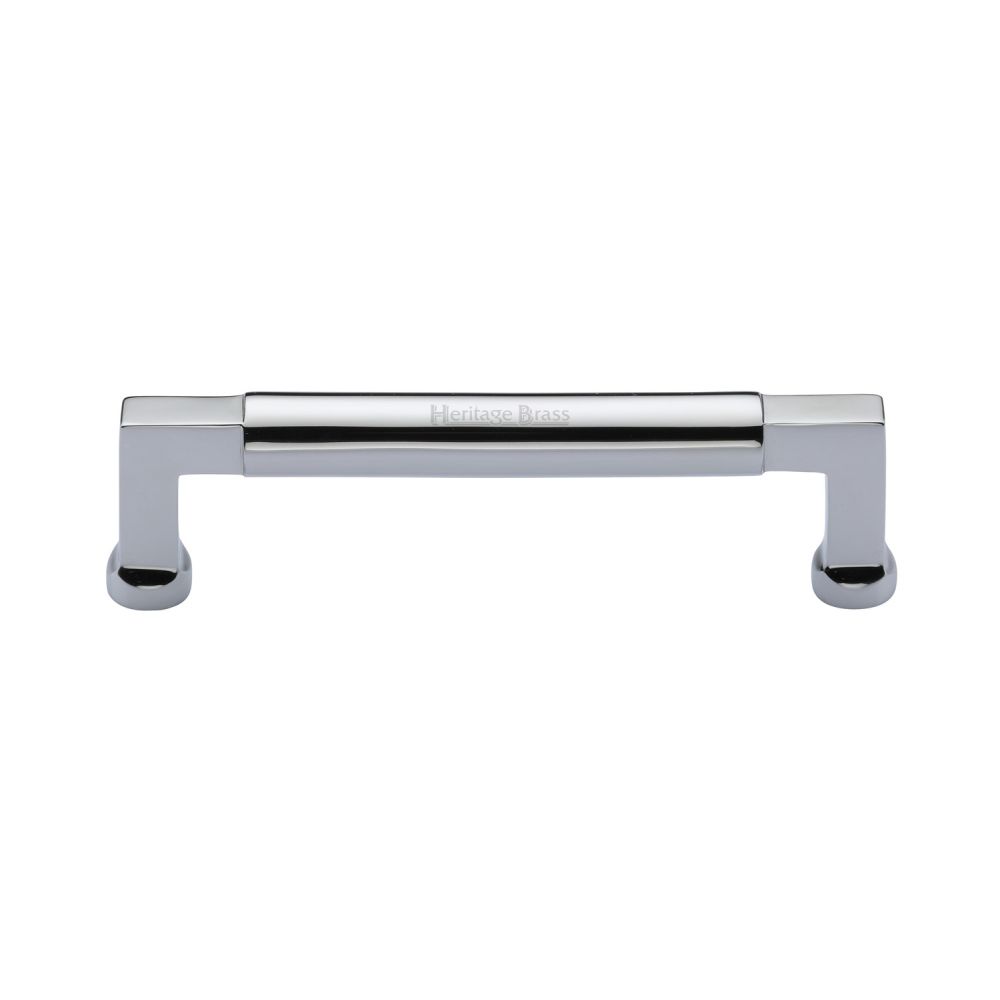 This is an image of a Heritage Brass - Cabinet Pull Bauhaus Design 128mm CTC Polished Chrome Finish, c0312-128-pc that is available to order from T.H Wiggans Ironmongery in Kendal.