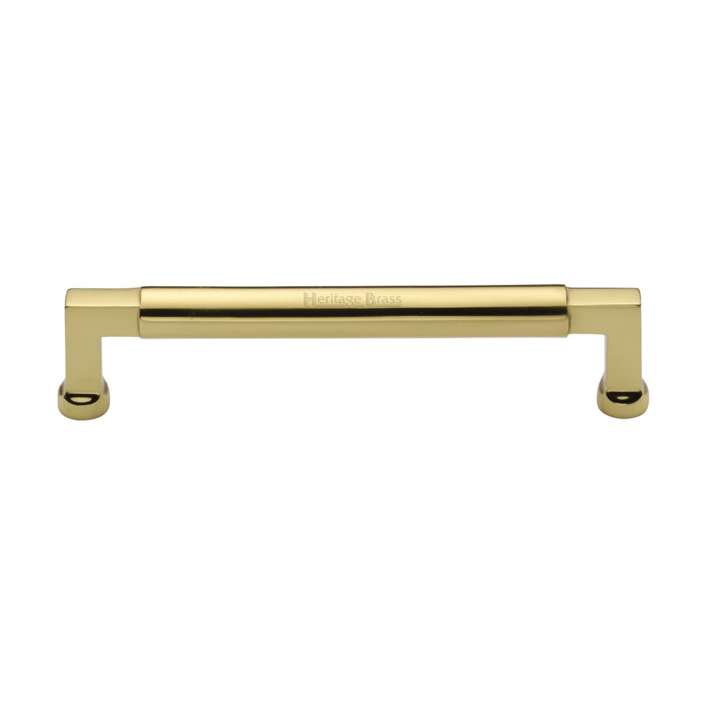 This is an image of a Heritage Brass - Cabinet Pull Bauhaus Design 160mm CTC Polished Brass Finish, c0312-160-pb that is available to order from T.H Wiggans Ironmongery in Kendal.
