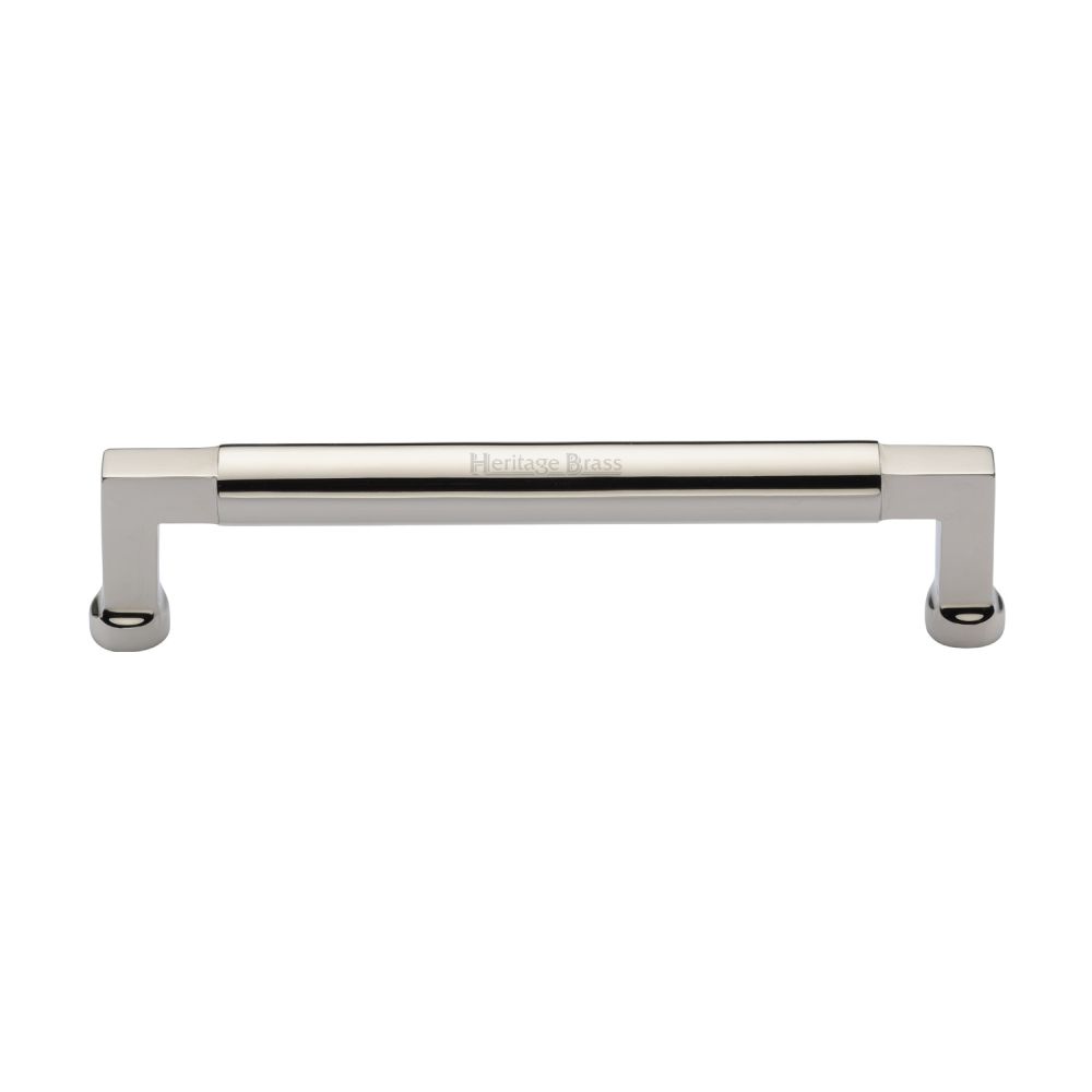This is an image of a Heritage Brass - Cabinet Pull Bauhaus Design 160mm CTC Polished Nickel Finish, c0312-160-pnf that is available to order from T.H Wiggans Ironmongery in Kendal.