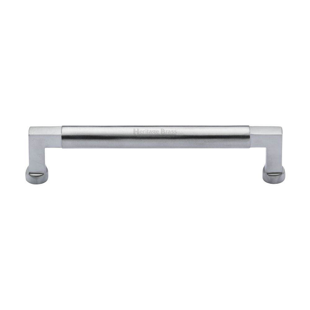 This is an image of a Heritage Brass - Cabinet Pull Bauhaus Design 160mm CTC Satin Chrome Finish, c0312-160-sc that is available to order from T.H Wiggans Ironmongery in Kendal.