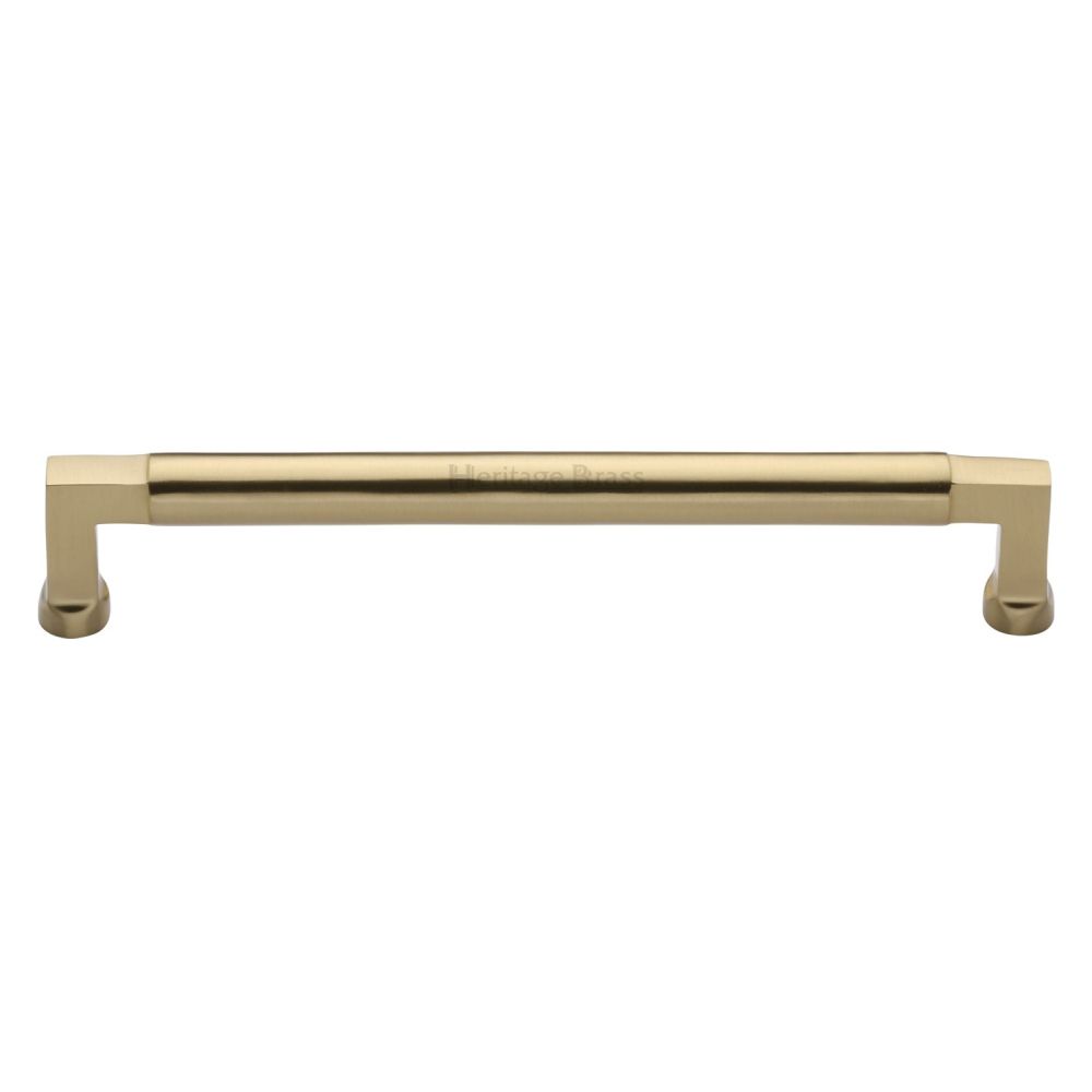 This is an image of a Heritage Brass - Cabinet Pull Bauhaus Design 203mm CTC Satin Brass Finish, c0312-203-sb that is available to order from T.H Wiggans Ironmongery in Kendal.