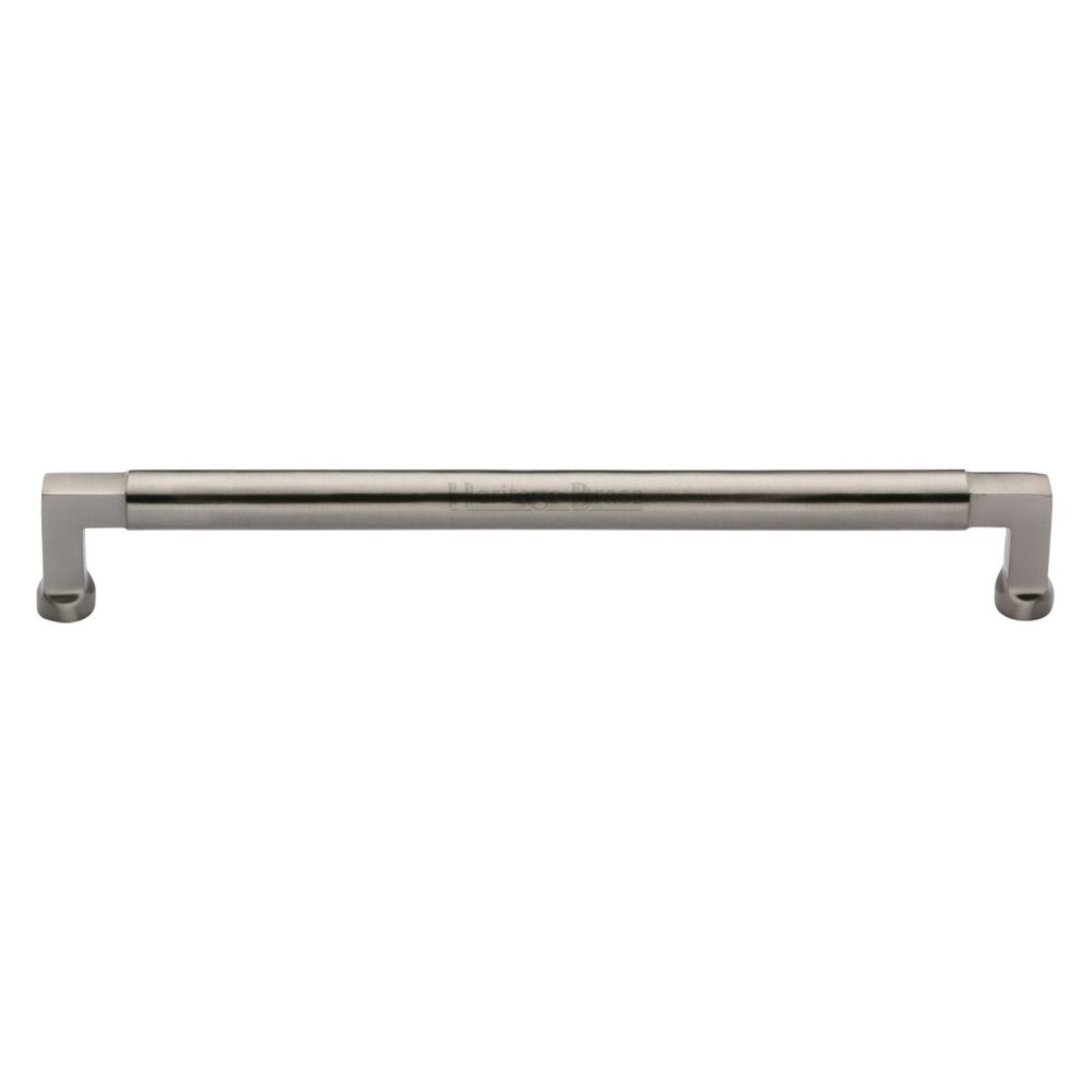 This is an image of a Heritage Brass - Cabinet Pull Bauhaus Design 203mm CTC Satin Nickel Finish, c0312-203-sn that is available to order from T.H Wiggans Ironmongery in Kendal.