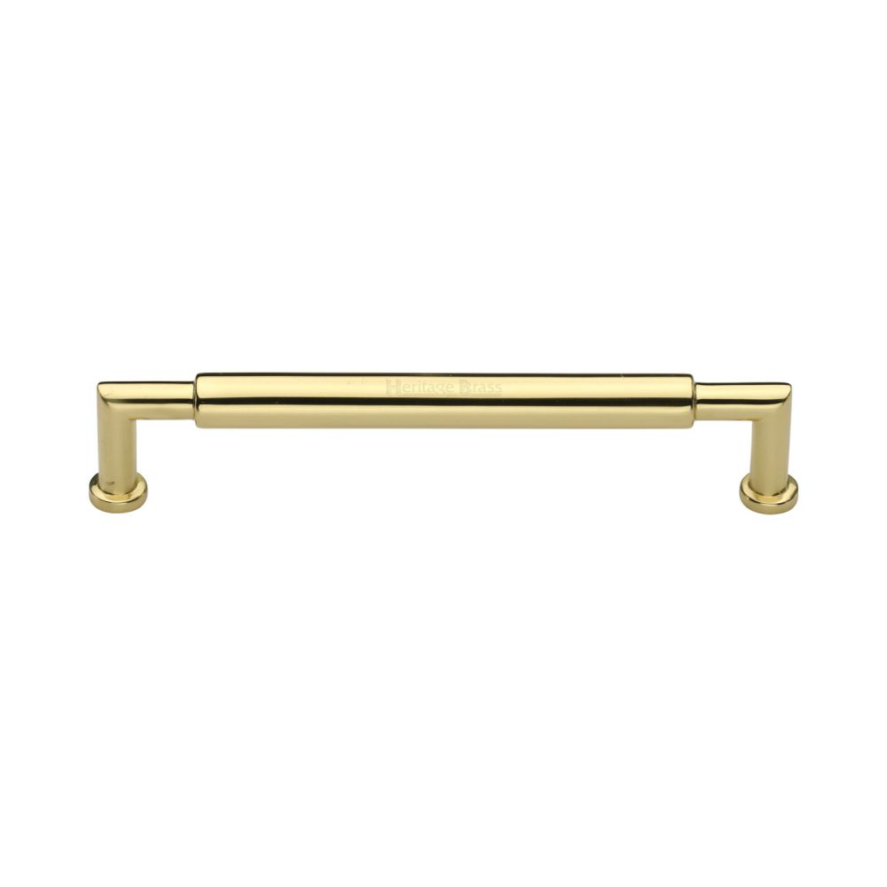 This is an image of a Heritage Brass - Cabinet Pull Bauhaus Round Design 152mm CTC Polished Brass Finish, c0319-152-pb that is available to order from T.H Wiggans Ironmongery in Kendal.