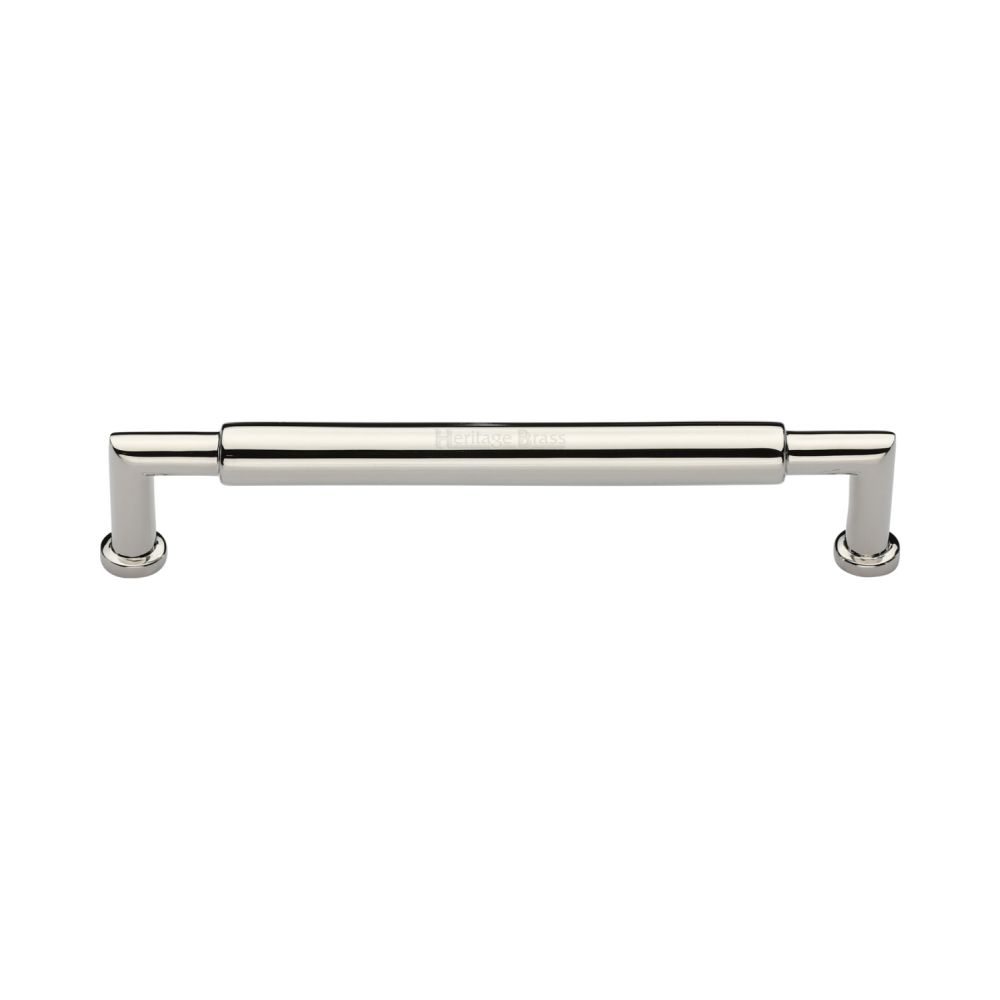 This is an image of a Heritage Brass - Cabinet Pull Bauhaus Round Design 152mm CTC Polished Nickel Finish, c0319-152-pnf that is available to order from T.H Wiggans Ironmongery in Kendal.