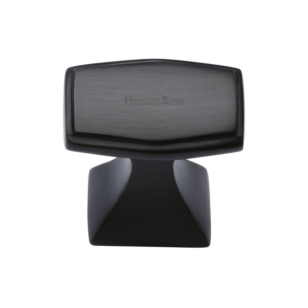 This is an image of a Heritage Brass - Cabinet Knob Deco Design 32mm Matt Black Finish, c0333-32-bkmt that is available to order from T.H Wiggans Ironmongery in Kendal.