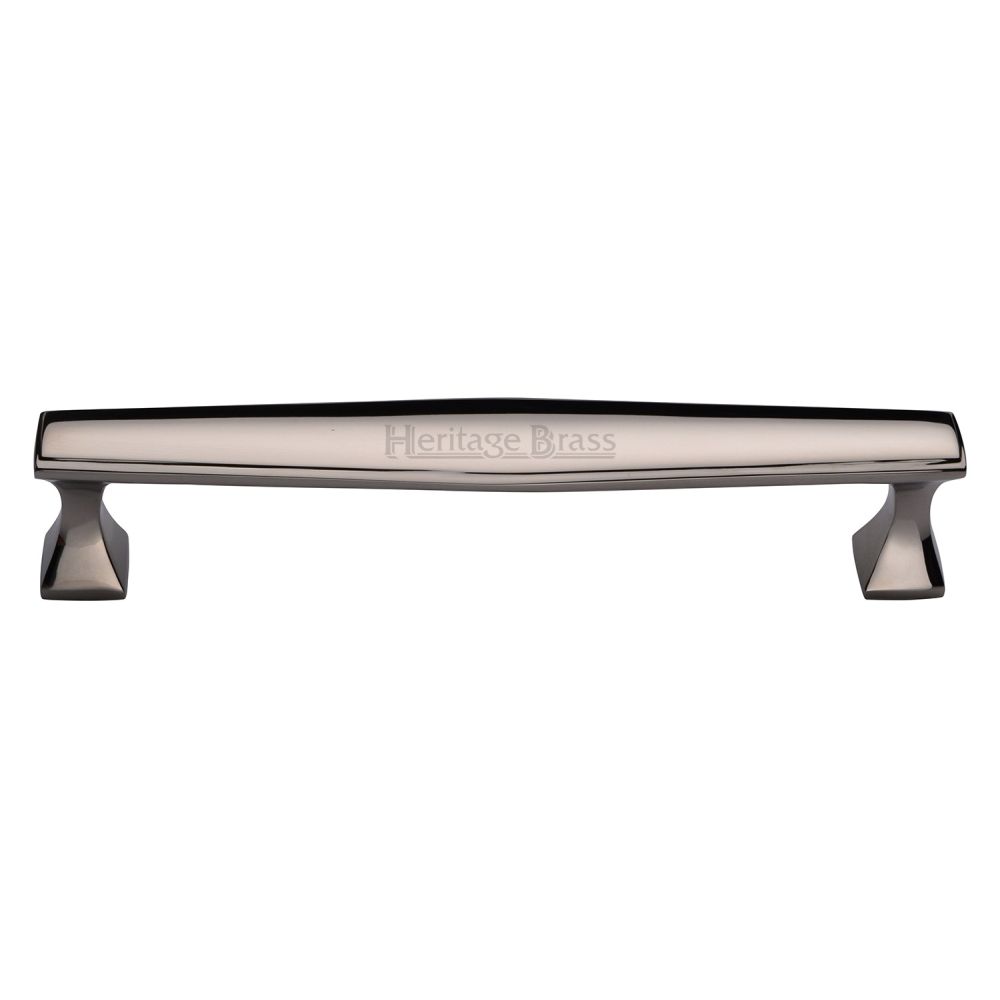This is an image of a Heritage Brass - Cabinet Pull Deco Design 203mm CTC Polished Nickel Finish, c0334-203-pnf that is available to order from T.H Wiggans Ironmongery in Kendal.