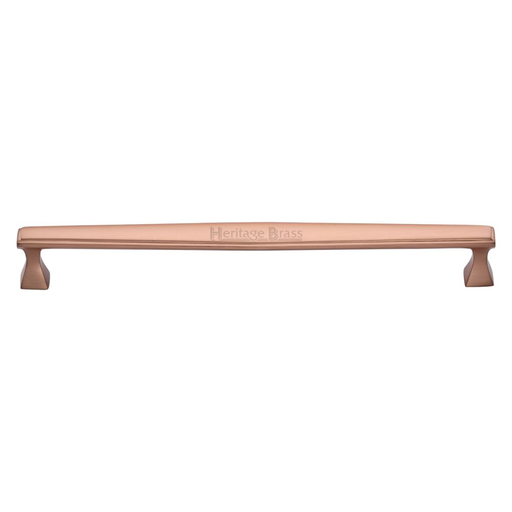 This is an image of a Heritage Brass - Cabinet Pull Deco Design 254mm CTC Satin Rose Gold Finish, c0334-254-srg that is available to order from T.H Wiggans Ironmongery in Kendal.