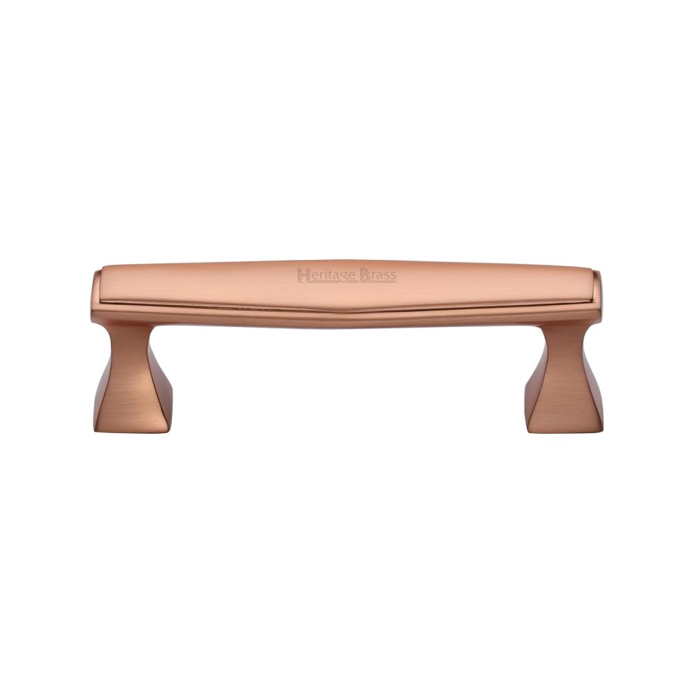 This is an image of a Heritage Brass - Cabinet Pull Deco Design 96mm CTC Satin Rose Gold Finish, c0334-96-srg that is available to order from T.H Wiggans Ironmongery in Kendal.