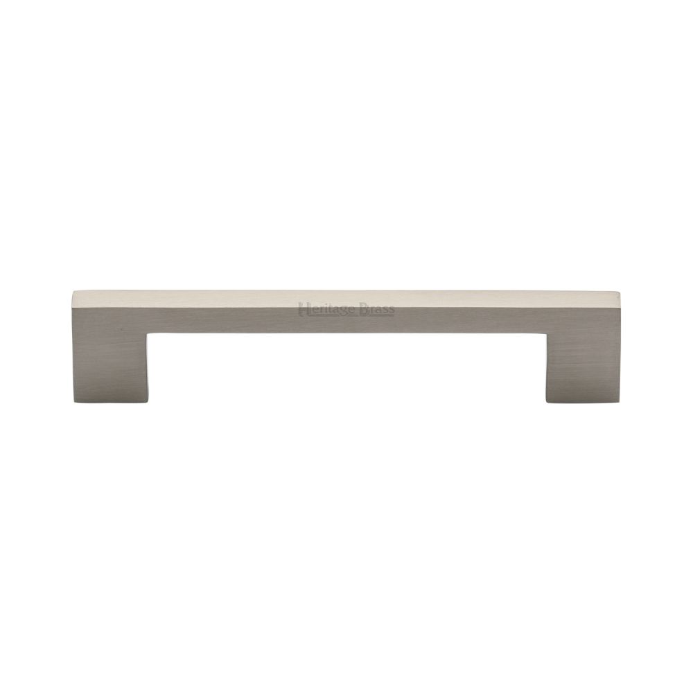 This is an image of a Heritage Brass - Cabinet Pull Metro Design 128mm CTC Satin Nickel Finish, c0337-128-sn that is available to order from T.H Wiggans Ironmongery in Kendal.
