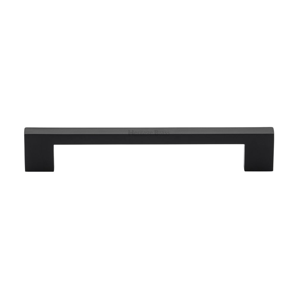 This is an image of a Heritage Brass - Cabinet Pull Metro Design 160mm CTC Matt Black Finish, c0337-160-bkmt that is available to order from T.H Wiggans Ironmongery in Kendal.
