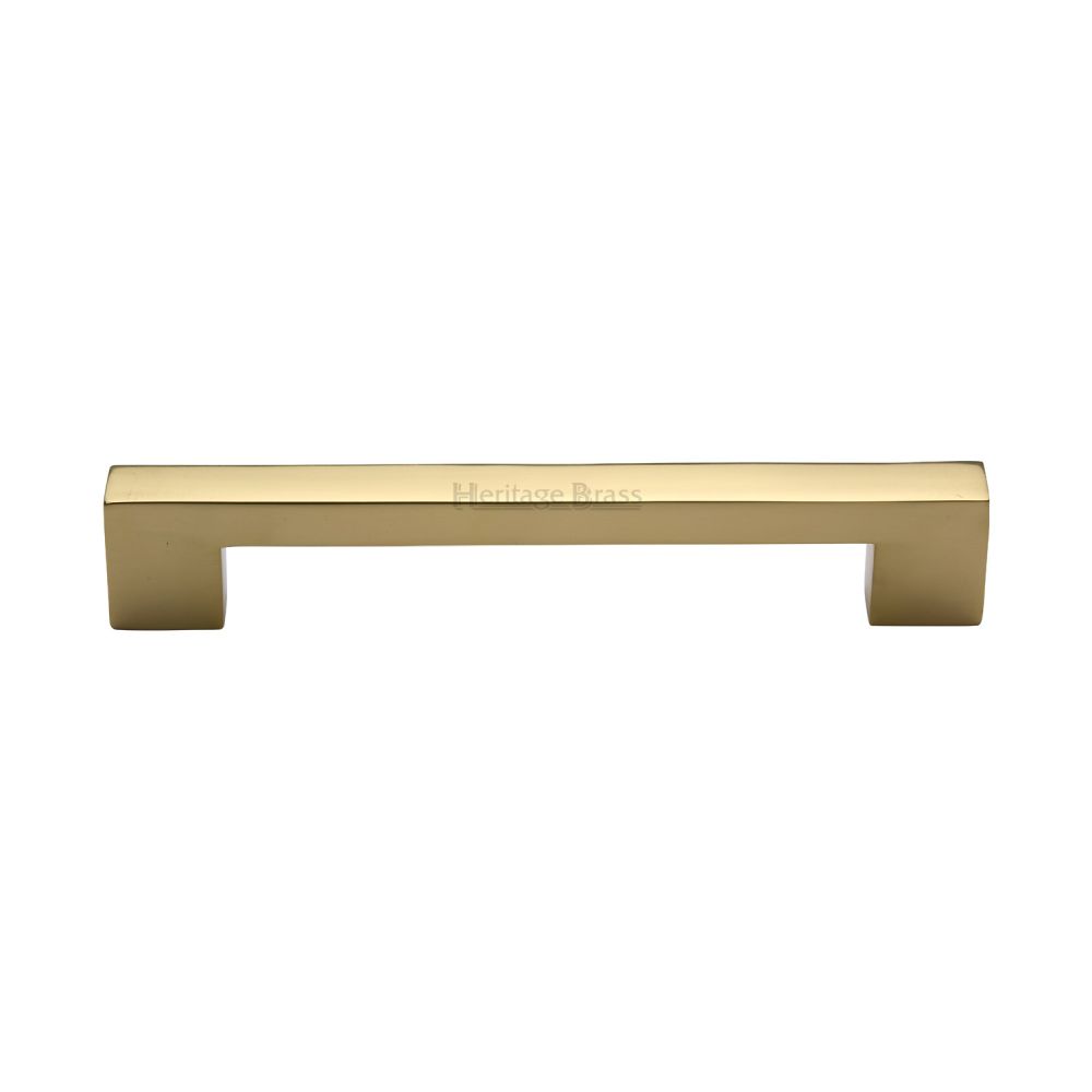 This is an image of a Heritage Brass - Cabinet Pull Metro Design 160mm CTC Polished Brass Finish, c0337-160-pb that is available to order from T.H Wiggans Ironmongery in Kendal.