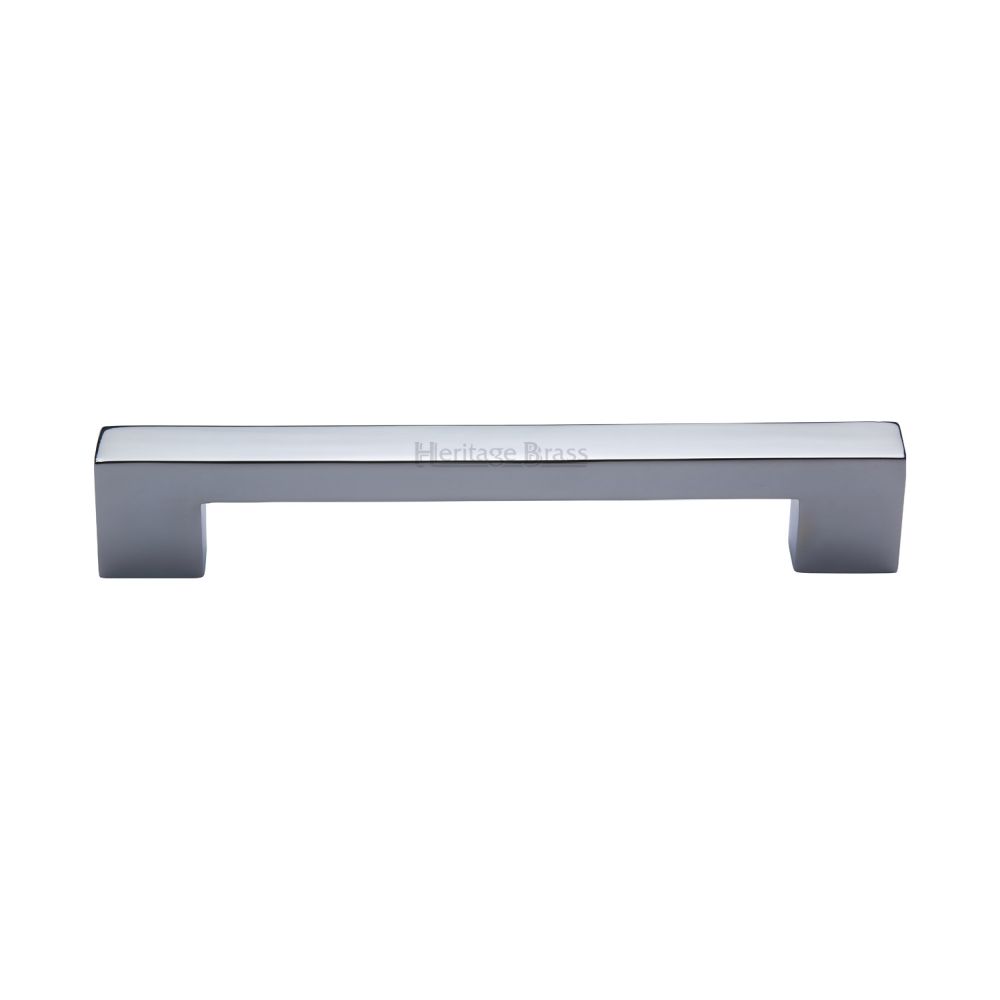 This is an image of a Heritage Brass - Cabinet Pull Metro Design 160mm CTC Polished Chrome Finish, c0337-160-pc that is available to order from T.H Wiggans Ironmongery in Kendal.