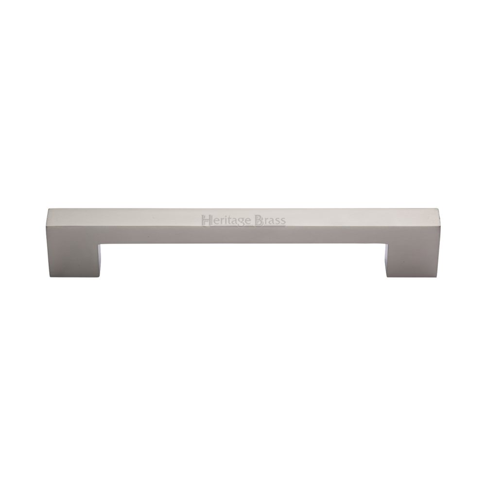 This is an image of a Heritage Brass - Cabinet Pull Metro Design 160mm CTC Satin Nickel Finish, c0337-160-sn that is available to order from T.H Wiggans Ironmongery in Kendal.