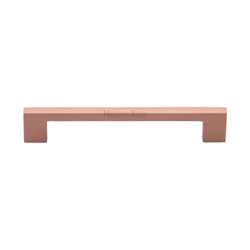 This is an image of a Heritage Brass - Cabinet Pull Metro Design 160mm CTC Satin Rose Gold Finish, c0337-160-srg that is available to order from T.H Wiggans Ironmongery in Kendal.